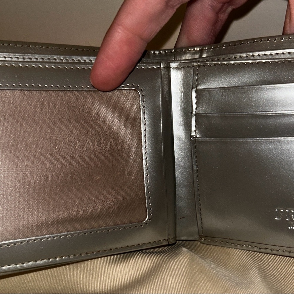 Prada Silver Bi-Fold Wallet Saffiano metallic leather.  Hard color to find. - Picture 12 of 14